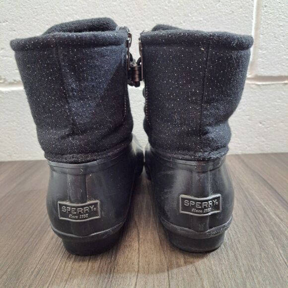 Sperry Saltwater Quilted Wool Rain Duck Boots Black Women's Size 8 Waterproof - Picture 3 of 7